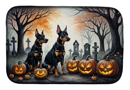 Caroline's Treasures DAC2038DDM Doberman Pinscher Spooky Halloween Dish Drying Mat Absorbent Dish Drying Mat Pad for Kitchen Counter Dish Drainer Mat for Countertop, 14 x 21, Multicolor