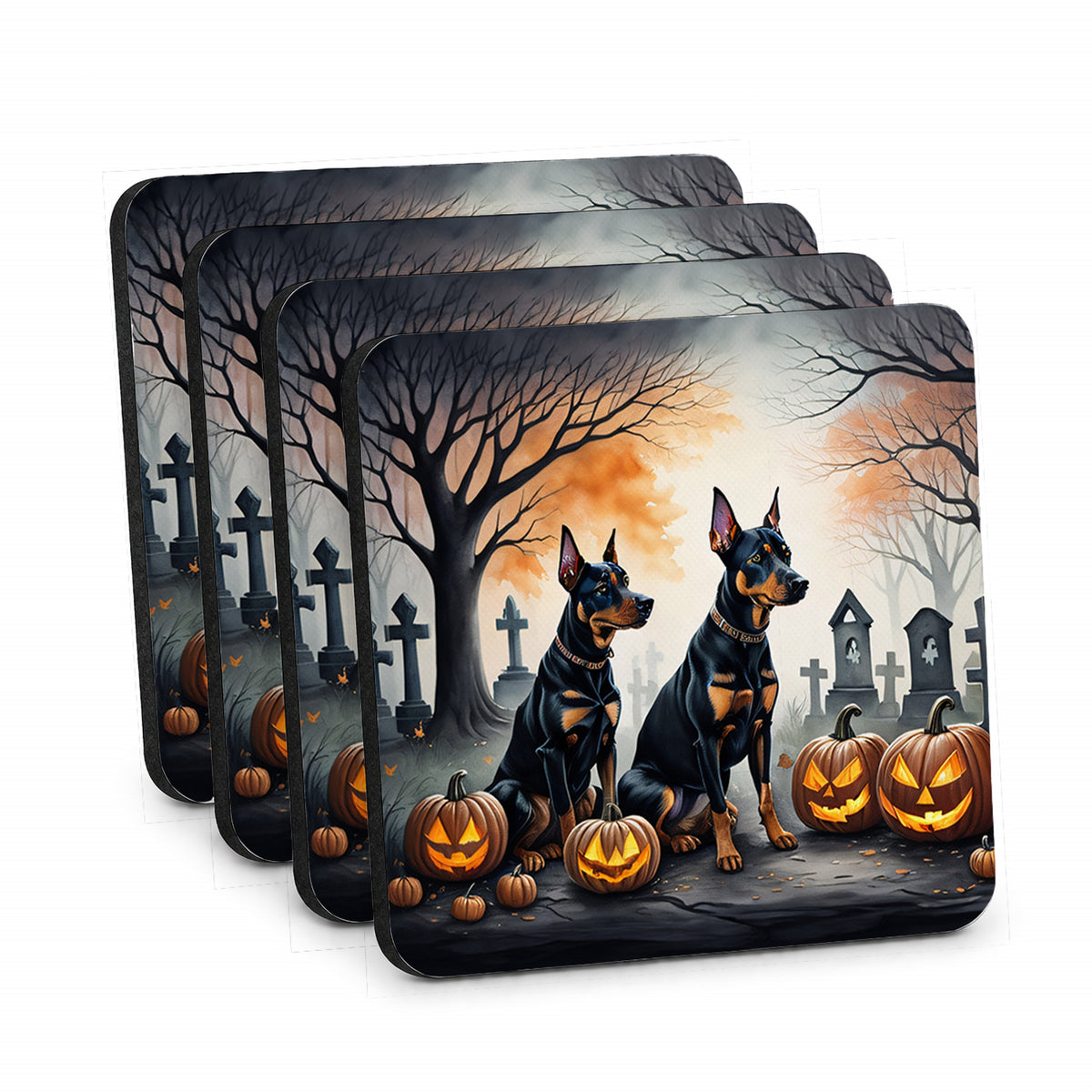 Caroline's Treasures Doberman Pinscher Dogs Foam Drink Coasters Set of 4