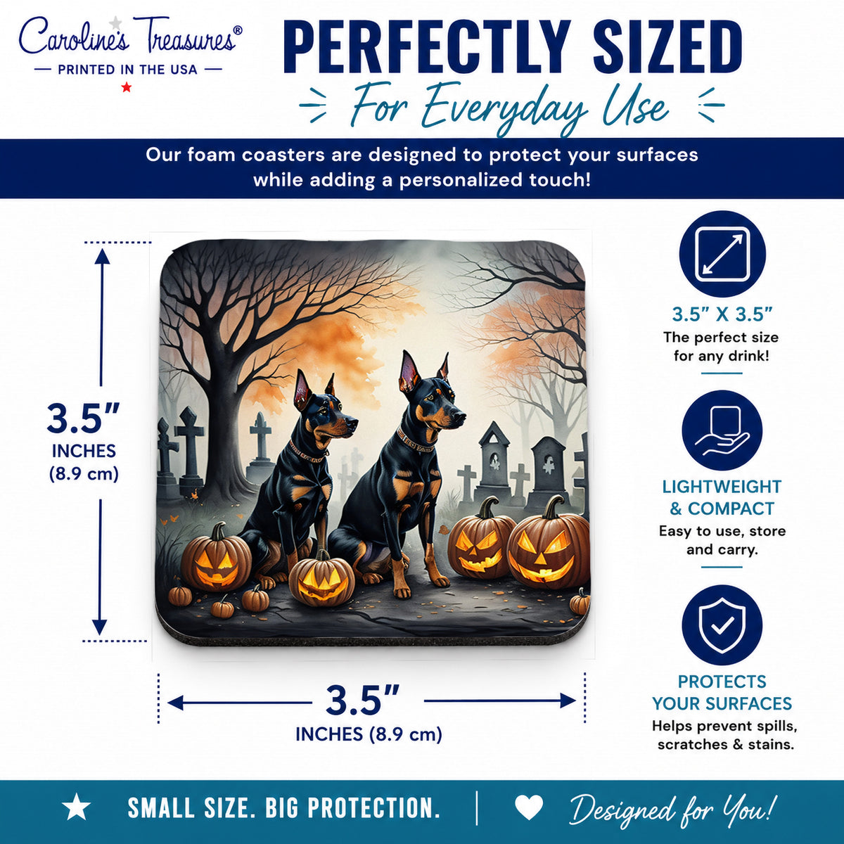 Caroline's Treasures Doberman Pinscher Dogs Foam Drink Coasters Set of 4