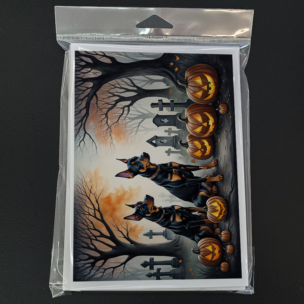 Caroline's Treasures DAC2038GCA7P Doberman Pinscher Spooky Halloween Greeting Cards and Envelopes Pack of 8 Blank Cards with Envelopes Whimsical A7 Size 5x7 Blank Greeting Cards