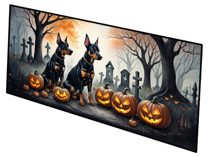 Caroline's Treasures Doberman Pinscher Spooky Halloween Runner Mat 28x58 Front Door Mat Indoor Outdoor Rugs for Entryway Hallway Foyer Non Slip Washable Wide Doormat