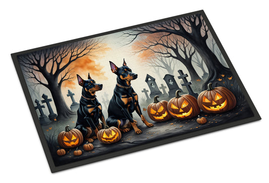 Caroline's Treasures DAC2038JMAT Doberman Pinscher Spooky Halloween Indoor or Outdoor Mat 24x36 Front Door Mat Indoor Outdoor Rugs for Entryway, Non Slip Washable Low Pile, 24H X 36W