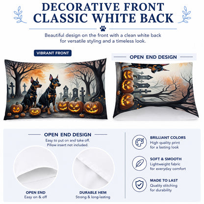 Caroline's Treasures DAC2038PILLOWCASE Doberman Pinscher Spooky Halloween Fabric Standard Pillowcase Lightweight Super Soft Easy Care Decorative Artwork Pillowcase, Standard