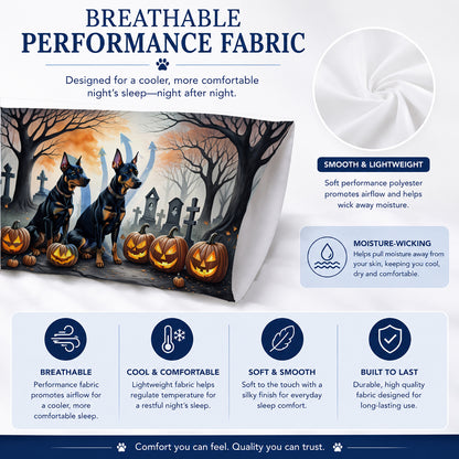 Caroline's Treasures DAC2038PILLOWCASE Doberman Pinscher Spooky Halloween Fabric Standard Pillowcase Lightweight Super Soft Easy Care Decorative Artwork Pillowcase, Standard