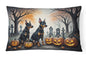 Caroline's Treasures DAC2038PW1216 Doberman Pinscher Spooky Halloween Fabric Decorative Pillow Machine Washable, Indoor Outdoor Decorative Pillow for Couch, Bed or Patio, 12HX16W