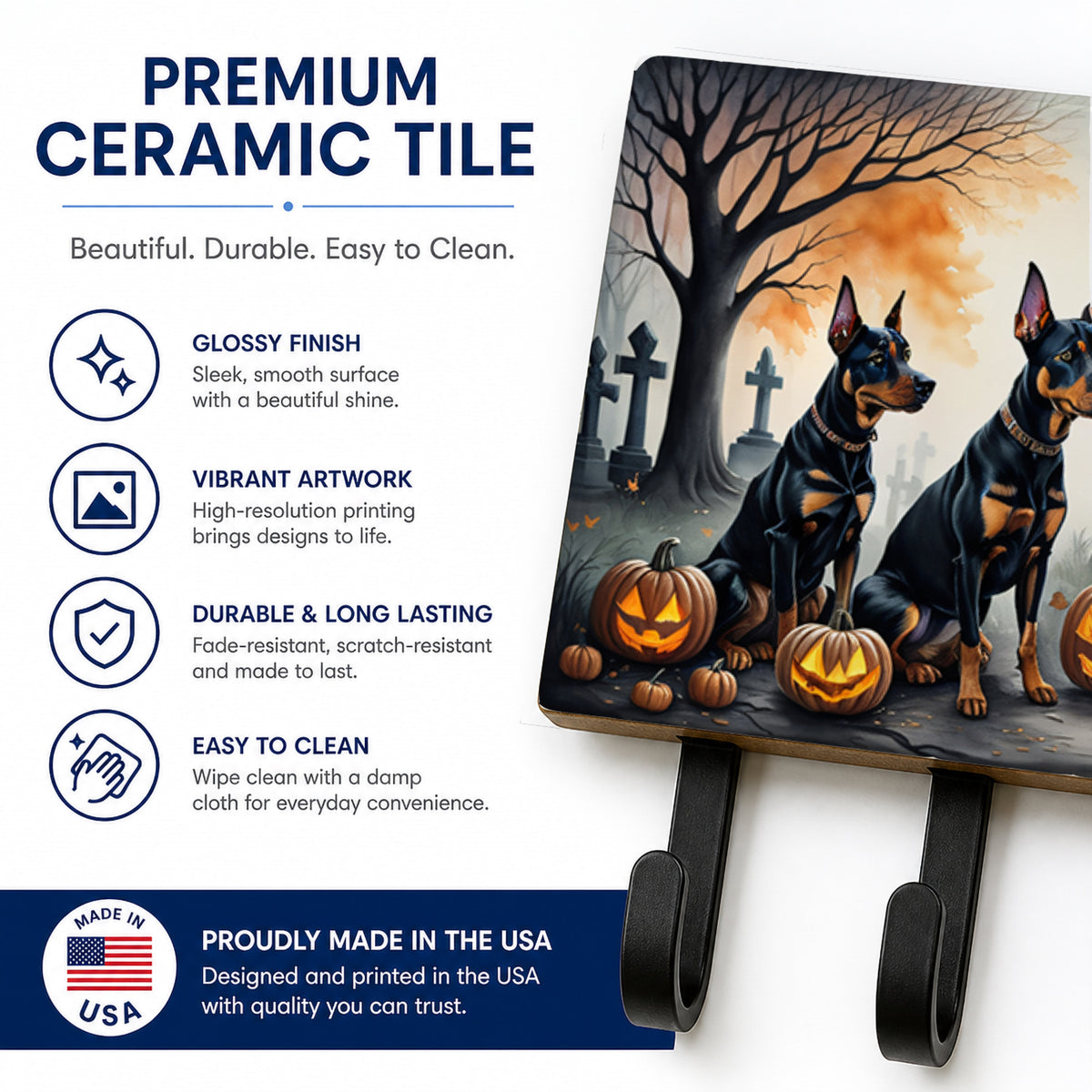 Caroline's Treasures Doberman Pinscher Dogs Ceramic Triple Wall Hook