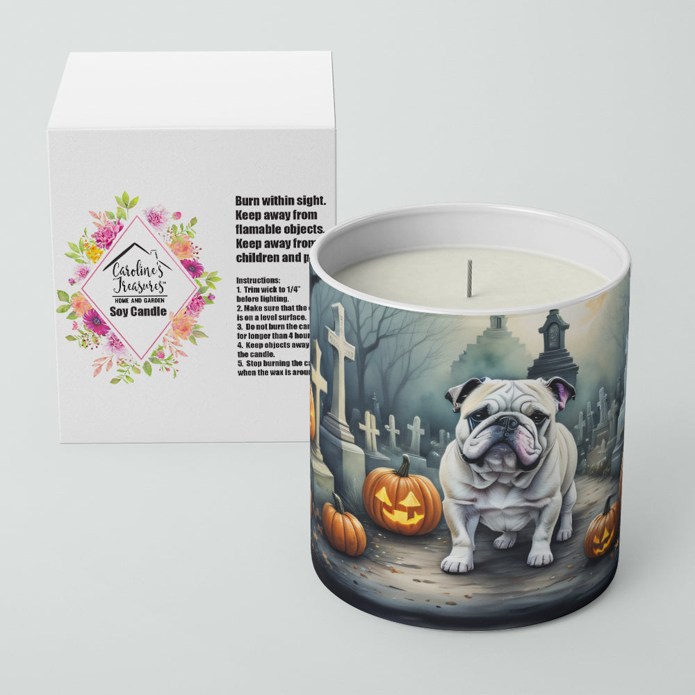 Caroline's Treasures DAC2039CDL English Bulldog Spooky Halloween Decorative Soy Candle Nature Soy Wax Essential Oil Home Decor Ideal for Bedroom Kitchen Bath Office Gift, 10 oz