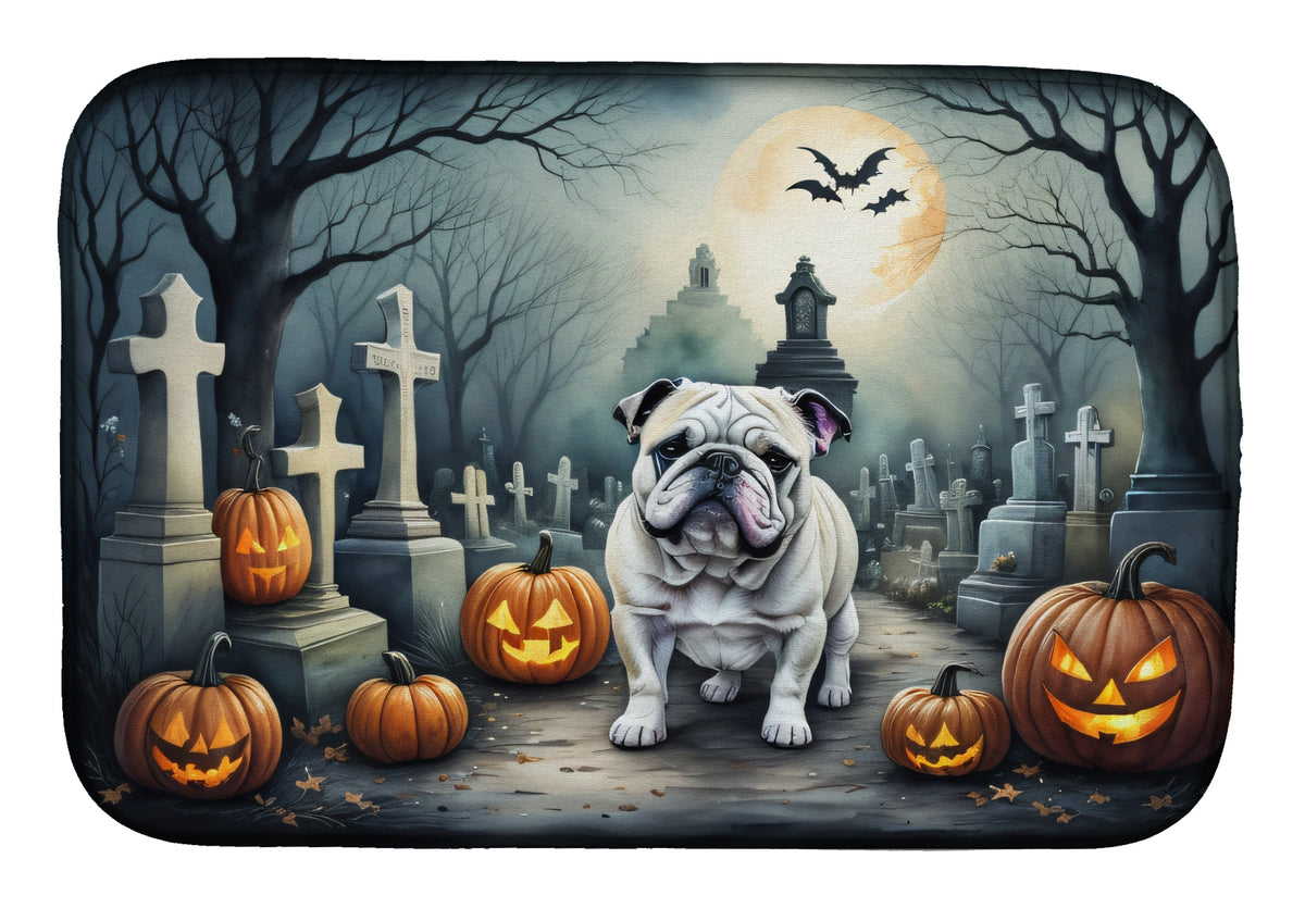 Caroline's Treasures DAC2039DDM English Bulldog Spooky Halloween Dish Drying Mat Absorbent Dish Drying Mat Pad for Kitchen Counter Dish Drainer Mat for Countertop, 14 x 21, Multicolor