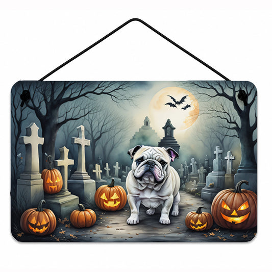 Caroline's Treasures DAC2039DS812 English Bulldog Spooky Halloween Wall or Door Hanging Prints Aluminum Metal Sign Kitchen Wall Bar Bathroom Plaque Home Decor, 8x12, Multicolor