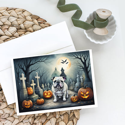 Caroline's Treasures DAC2039GCA7P English Bulldog Spooky Halloween Greeting Cards and Envelopes Pack of 8 Blank Cards with Envelopes Whimsical A7 Size 5x7 Blank Greeting Cards