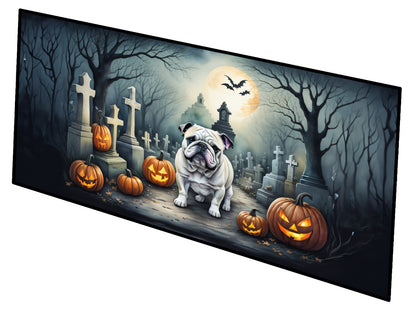 Caroline's Treasures English Bulldog Spooky Halloween Runner Mat 28x58 Front Door Mat Indoor Outdoor Rugs for Entryway Hallway Foyer Non Slip Washable Wide Doormat