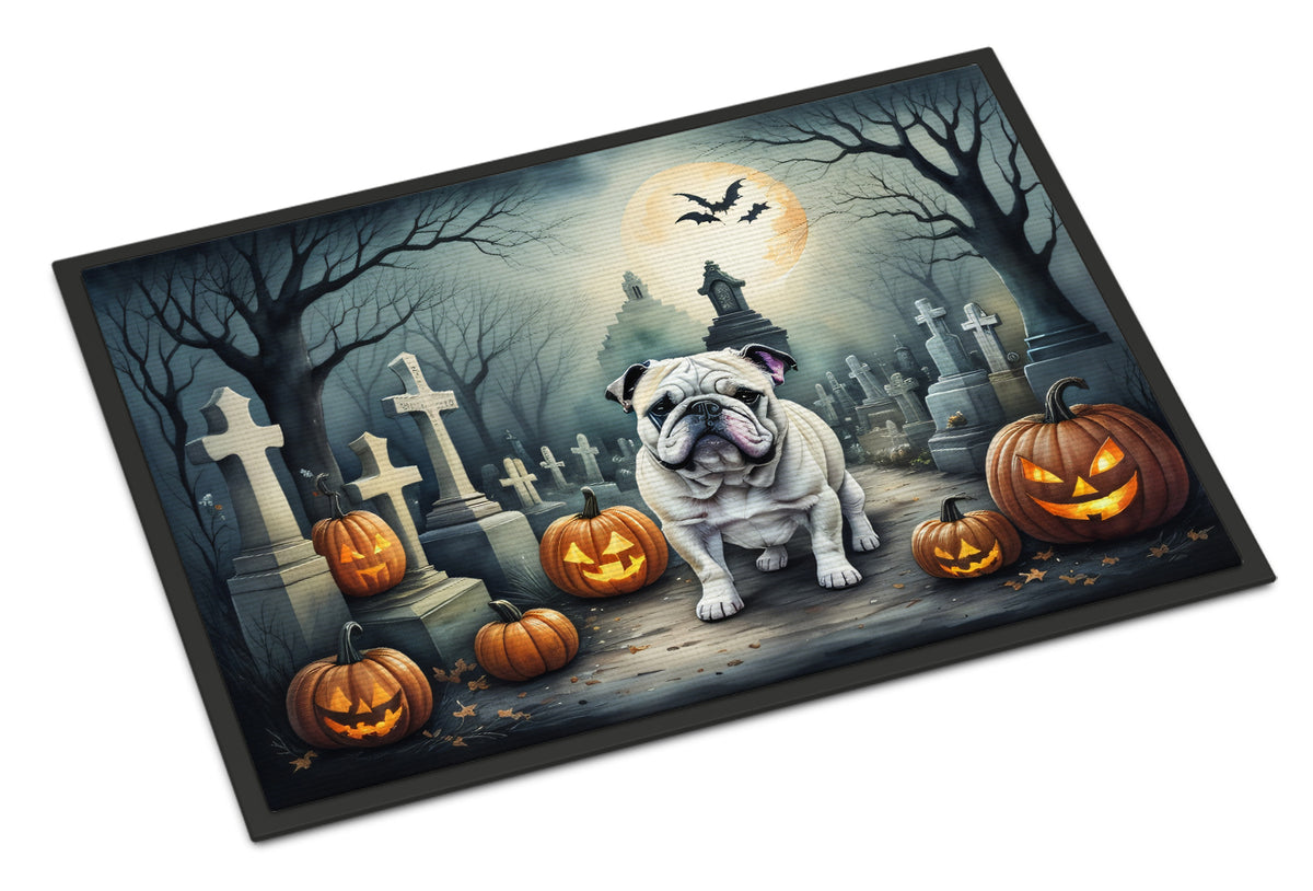 Caroline's Treasures DAC2039MAT English Bulldog Spooky Halloween Doormat 18x27 Front Door Mat Indoor Outdoor Rugs for Entryway, Non Slip Washable Low Pile, 18H X 27W
