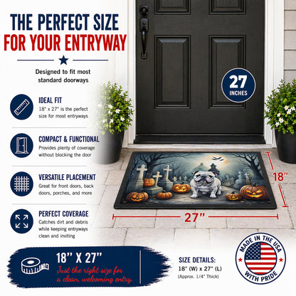 Caroline's Treasures DAC2039MAT English Bulldog Spooky Halloween Doormat 18x27 Front Door Mat Indoor Outdoor Rugs for Entryway, Non Slip Washable Low Pile, 18H X 27W
