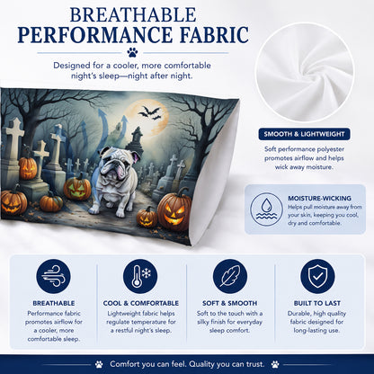 Caroline's Treasures DAC2039PILLOWCASE English Bulldog Spooky Halloween Fabric Standard Pillowcase Lightweight Super Soft Easy Care Decorative Artwork Pillowcase, Standard