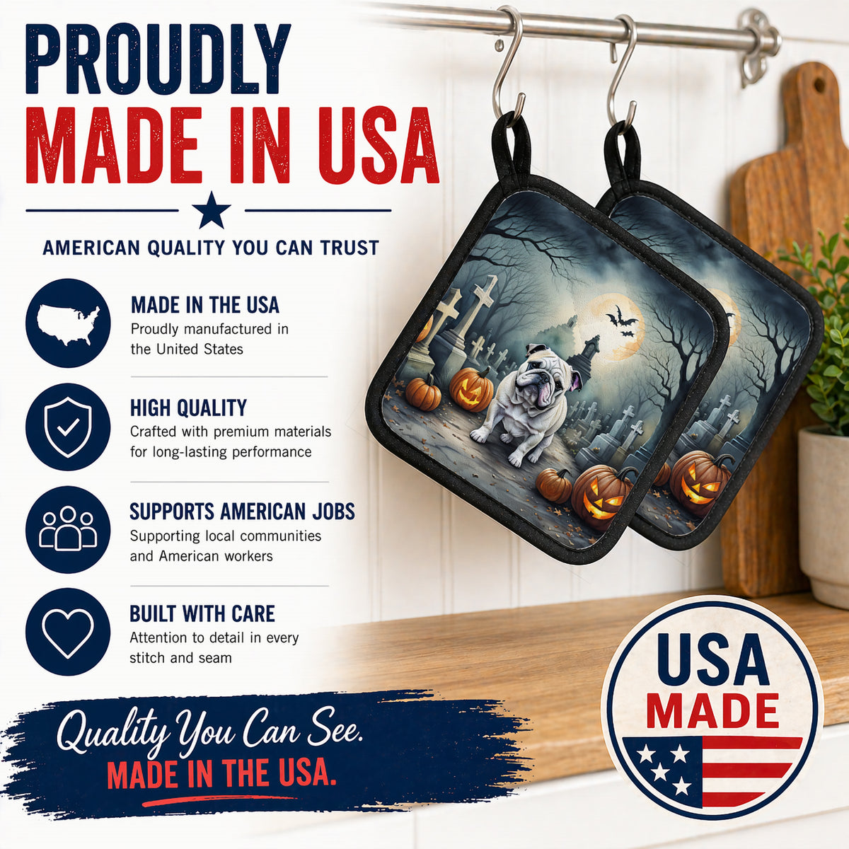 Caroline's Treasures English Bulldog Dogs Set of 2 Kitchen Pot Holders