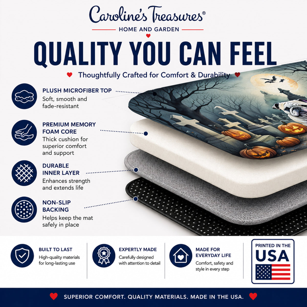 Caroline's Treasures English Bulldog Dogs Memory Foam Mat 19x27