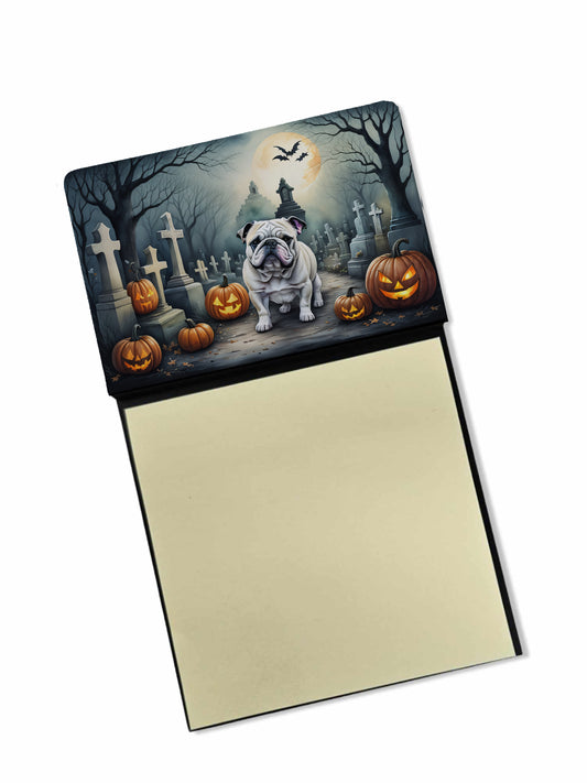 Caroline's Treasures English Bulldog Spooky Halloween Sticky Note Holder Refillable Dispenser Self-Sticky Note Pads, Memo Pads Blank Desk Accessories