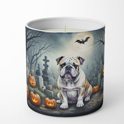 Caroline's Treasures DAC2040CDL English Bulldog Spooky Halloween Decorative Soy Candle Nature Soy Wax Essential Oil Home Decor Ideal for Bedroom Kitchen Bath Office Gift, 10 oz