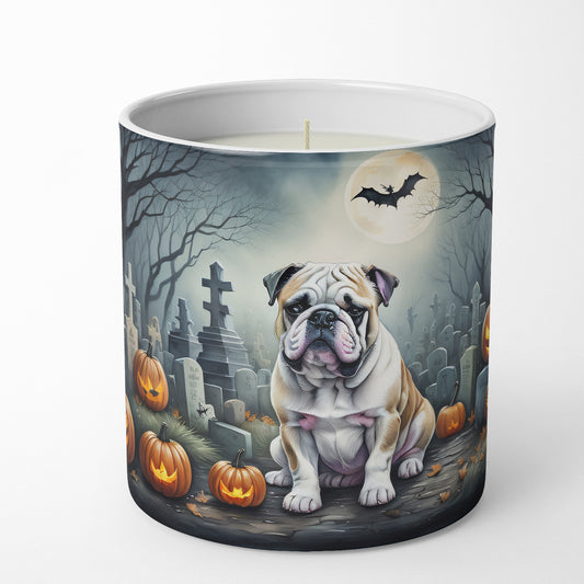Caroline's Treasures DAC2040CDL English Bulldog Spooky Halloween Decorative Soy Candle Nature Soy Wax Essential Oil Home Decor Ideal for Bedroom Kitchen Bath Office Gift, 10 oz