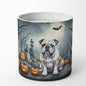 Caroline's Treasures DAC2040CDL English Bulldog Spooky Halloween Decorative Soy Candle Nature Soy Wax Essential Oil Home Decor Ideal for Bedroom Kitchen Bath Office Gift, 10 oz