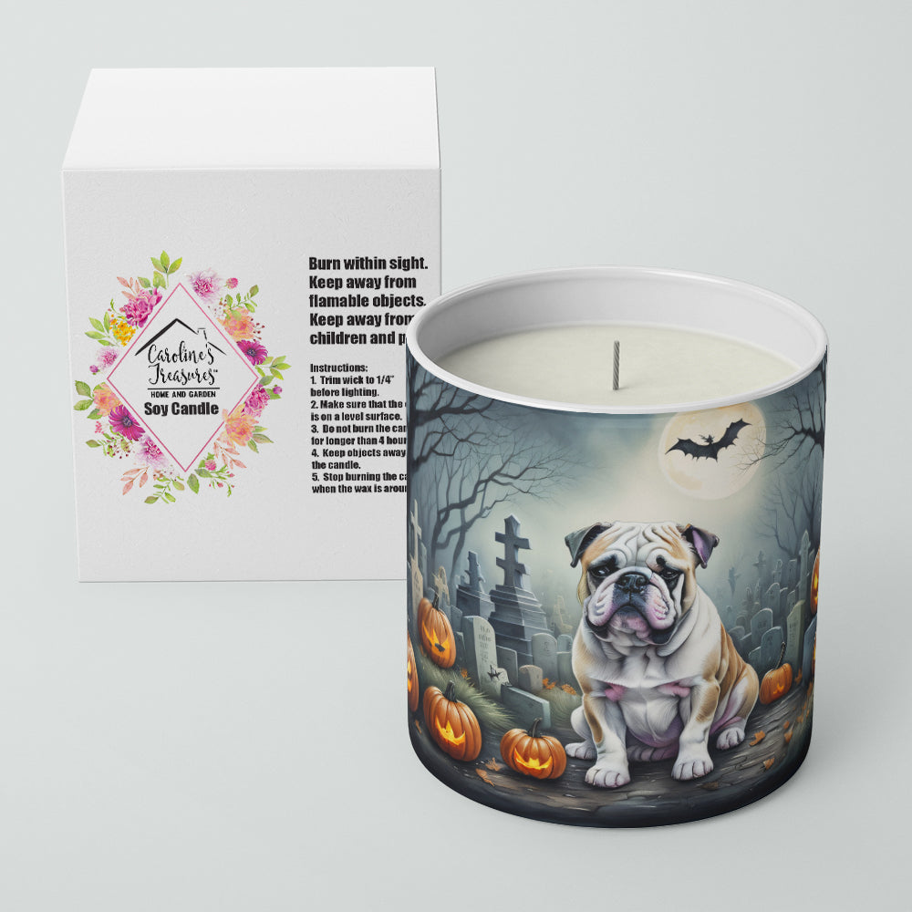 Caroline's Treasures DAC2040CDL English Bulldog Spooky Halloween Decorative Soy Candle Nature Soy Wax Essential Oil Home Decor Ideal for Bedroom Kitchen Bath Office Gift, 10 oz