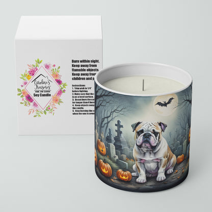 Caroline's Treasures DAC2040CDL English Bulldog Spooky Halloween Decorative Soy Candle Nature Soy Wax Essential Oil Home Decor Ideal for Bedroom Kitchen Bath Office Gift, 10 oz