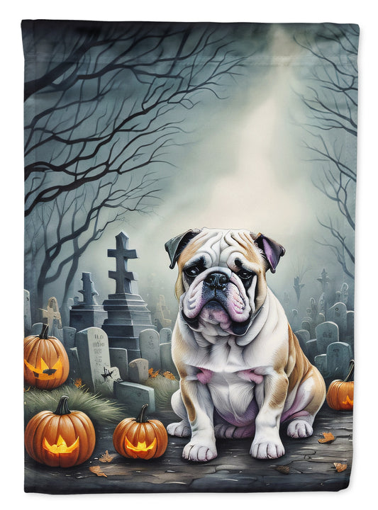 Caroline's Treasures DAC2040CHF English Bulldog Spooky Halloween House Flag Large Porch Sleeve Pole Decorative Outside Yard Banner Artwork Wall Hanging, Polyester, House Size, Multicolor