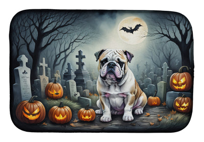 Caroline's Treasures DAC2040DDM English Bulldog Spooky Halloween Dish Drying Mat Absorbent Dish Drying Mat Pad for Kitchen Counter Dish Drainer Mat for Countertop, 14 x 21, Multicolor