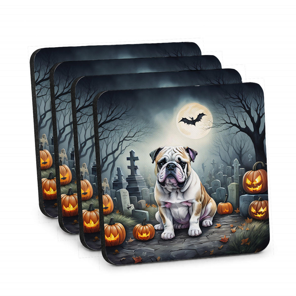 Caroline's Treasures English Bulldog Dogs Foam Drink Coasters Set of 4
