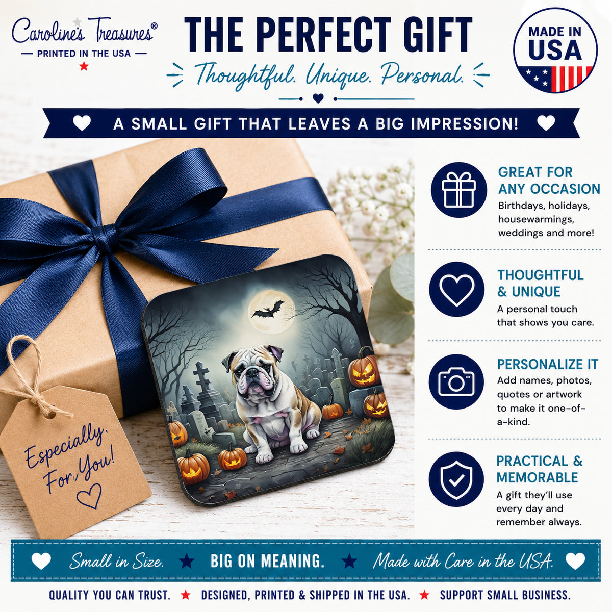 Caroline's Treasures English Bulldog Dogs Foam Drink Coasters Set of 4