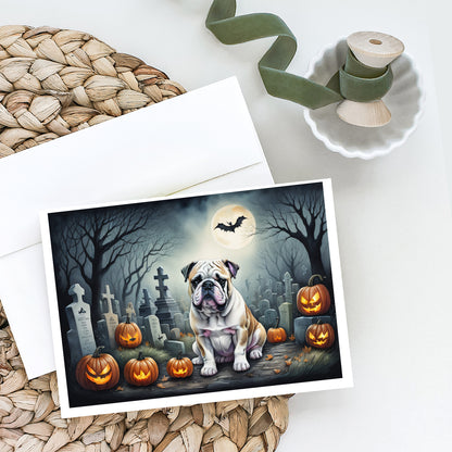Caroline's Treasures DAC2040GCA7P English Bulldog Spooky Halloween Greeting Cards and Envelopes Pack of 8 Blank Cards with Envelopes Whimsical A7 Size 5x7 Blank Greeting Cards