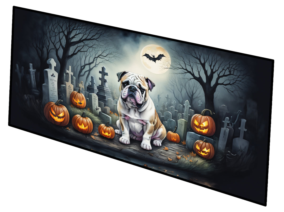 Caroline's Treasures English Bulldog Spooky Halloween Runner Mat 28x58 Front Door Mat Indoor Outdoor Rugs for Entryway Hallway Foyer Non Slip Washable Wide Doormat