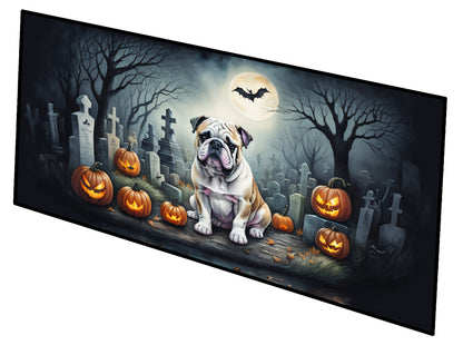 Caroline's Treasures English Bulldog Spooky Halloween Runner Mat 28x58 Front Door Mat Indoor Outdoor Rugs for Entryway Hallway Foyer Non Slip Washable Wide Doormat