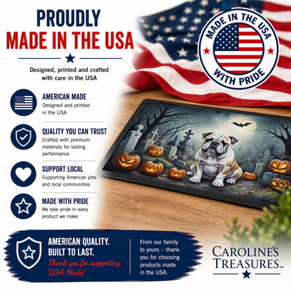 Caroline's Treasures DAC2040JMAT English Bulldog Spooky Halloween Indoor or Outdoor Mat 24x36 Front Door Mat Indoor Outdoor Rugs for Entryway, Non Slip Washable Low Pile, 24H X 36W