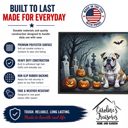 Caroline's Treasures DAC2040JMAT English Bulldog Spooky Halloween Indoor or Outdoor Mat 24x36 Front Door Mat Indoor Outdoor Rugs for Entryway, Non Slip Washable Low Pile, 24H X 36W