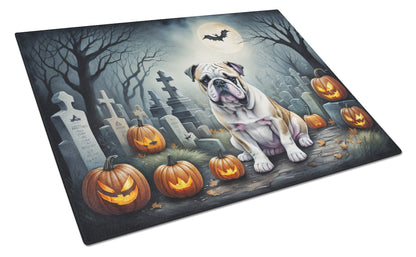 Caroline's Treasures DAC2040LCB English Bulldog Spooky Halloween Glass Cutting Board Large Decorative Tempered Glass Kitchen Cutting and Serving Board Large Size Chopping Board