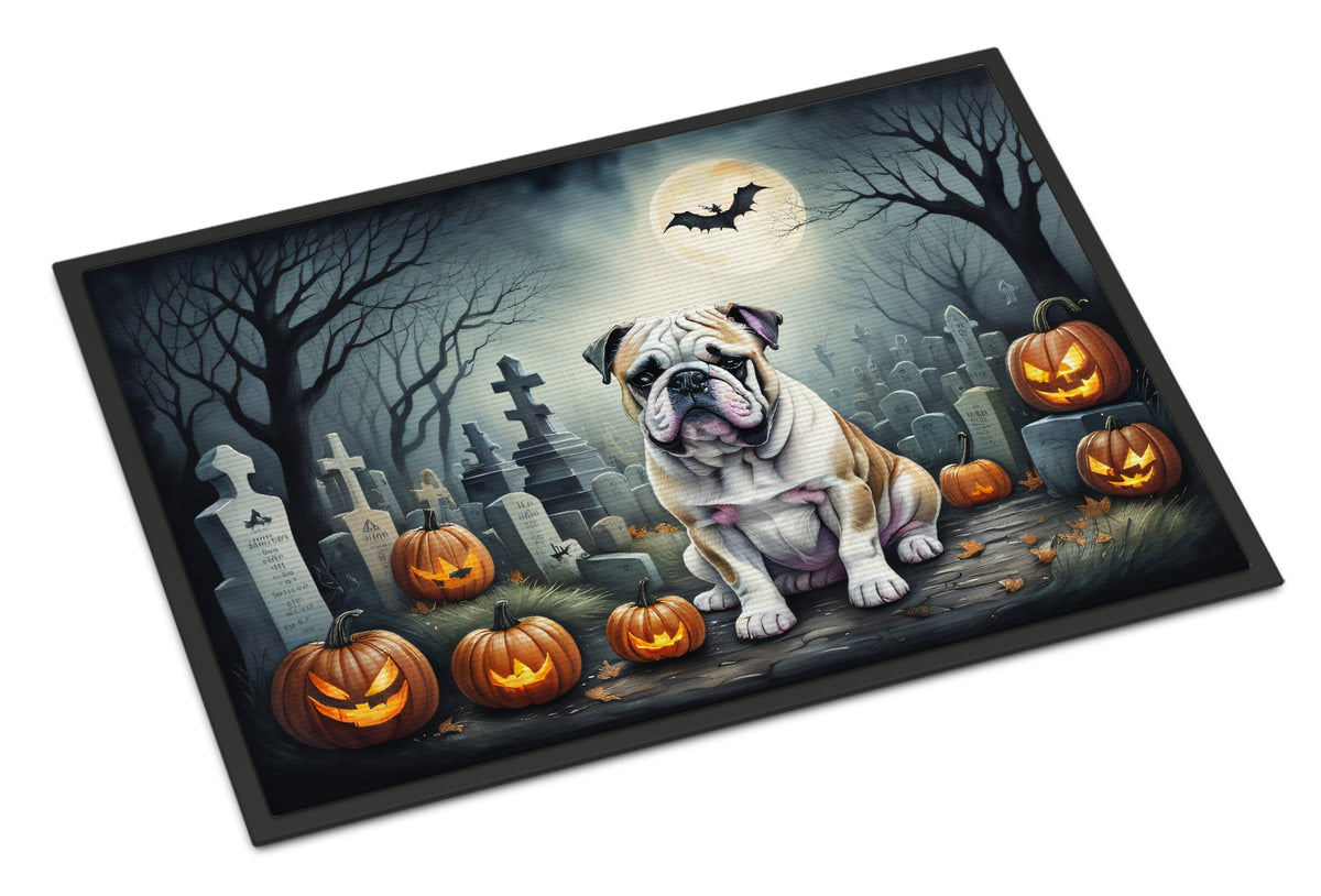 Caroline's Treasures DAC2040MAT English Bulldog Spooky Halloween Doormat 18x27 Front Door Mat Indoor Outdoor Rugs for Entryway, Non Slip Washable Low Pile, 18H X 27W