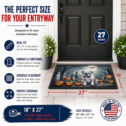Caroline's Treasures DAC2040MAT English Bulldog Spooky Halloween Doormat 18x27 Front Door Mat Indoor Outdoor Rugs for Entryway, Non Slip Washable Low Pile, 18H X 27W