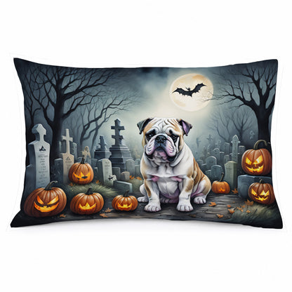 Caroline's Treasures DAC2040PILLOWCASE English Bulldog Spooky Halloween Fabric Standard Pillowcase Lightweight Super Soft Easy Care Decorative Artwork Pillowcase, Standard