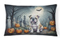 Caroline's Treasures DAC2040PW1216 English Bulldog Spooky Halloween Fabric Decorative Pillow Machine Washable, Indoor Outdoor Decorative Pillow for Couch, Bed or Patio, 12HX16W