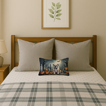 Caroline's Treasures DAC2040PW1216 English Bulldog Spooky Halloween Fabric Decorative Pillow Machine Washable, Indoor Outdoor Decorative Pillow for Couch, Bed or Patio, 12HX16W