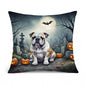 Caroline's Treasures DAC2040PW1818 English Bulldog Spooky Halloween Fabric Decorative Pillow Machine Washable, Indoor Outdoor Decorative Pillow for Couch, Bed or Patio, 18Hx18W