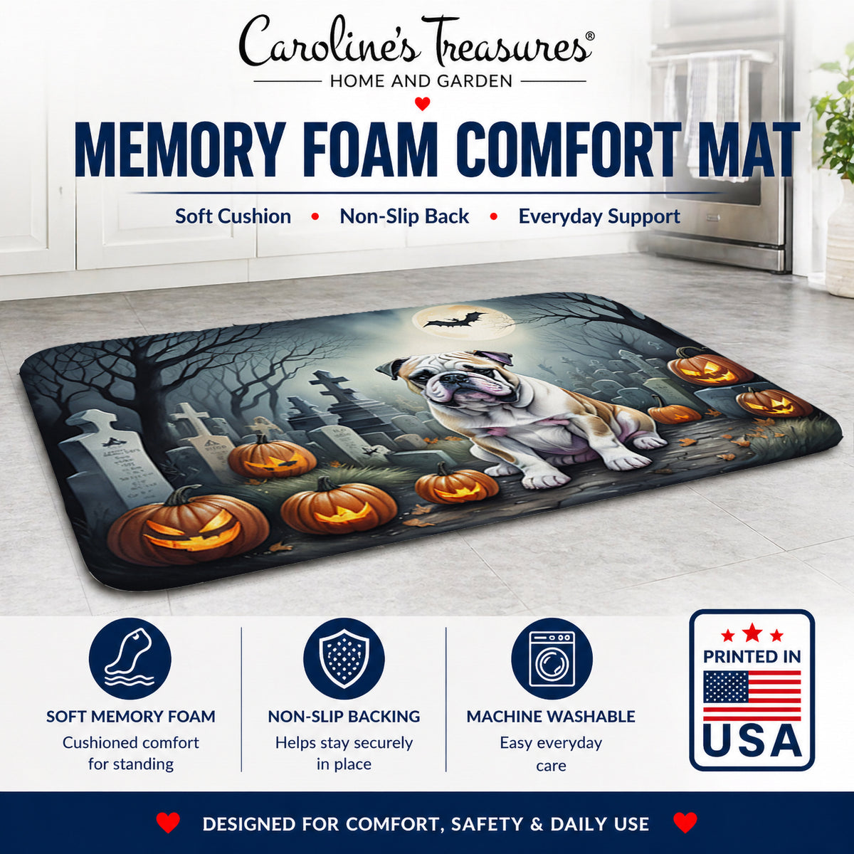 Caroline's Treasures English Bulldog Dogs Memory Foam Mat 19x27