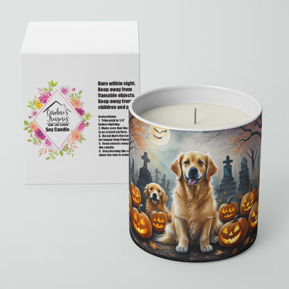 Caroline's Treasures DAC2041CDL Golden Retriever Spooky Halloween Decorative Soy Candle Nature Soy Wax Essential Oil Home Decor Ideal for Bedroom Kitchen Bath Office Gift, 10 oz