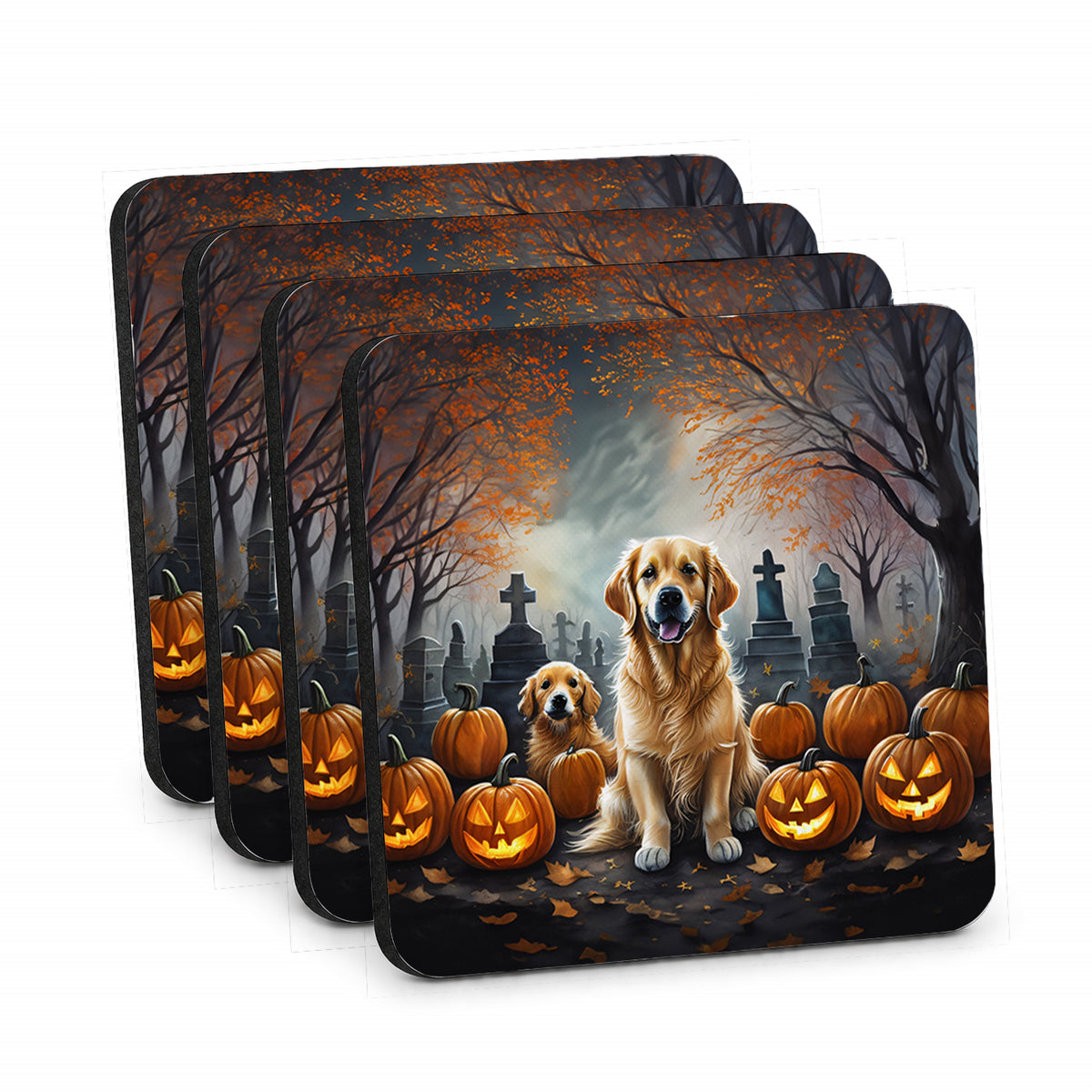 Caroline's Treasures Golden Retriever Dogs Foam Drink Coasters Set of 4