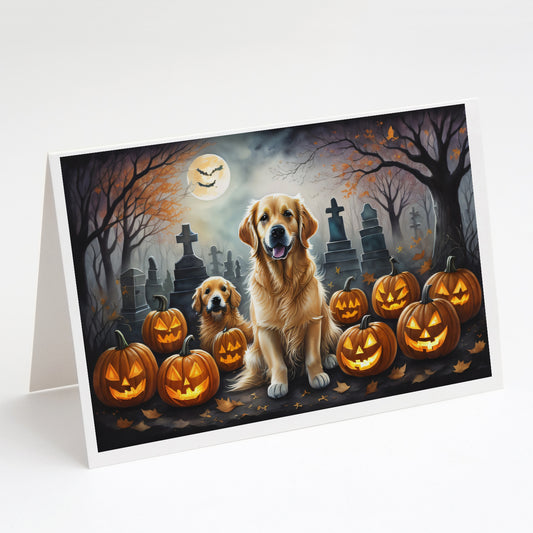 Caroline's Treasures DAC2041GCA7P Golden Retriever Spooky Halloween Greeting Cards and Envelopes Pack of 8 Blank Cards with Envelopes Whimsical A7 Size 5x7 Blank Greeting Cards