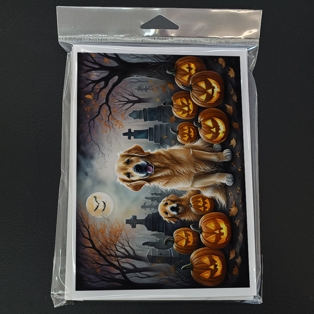 Caroline's Treasures DAC2041GCA7P Golden Retriever Spooky Halloween Greeting Cards and Envelopes Pack of 8 Blank Cards with Envelopes Whimsical A7 Size 5x7 Blank Greeting Cards