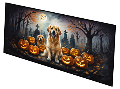 Caroline's Treasures Golden Retriever Spooky Halloween Runner Mat 28x58 Front Door Mat Indoor Outdoor Rugs for Entryway Hallway Foyer Non Slip Washable Wide Doormat