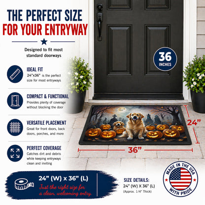 Caroline's Treasures DAC2041JMAT Golden Retriever Spooky Halloween Indoor or Outdoor Mat 24x36 Front Door Mat Indoor Outdoor Rugs for Entryway, Non Slip Washable Low Pile, 24H X 36W