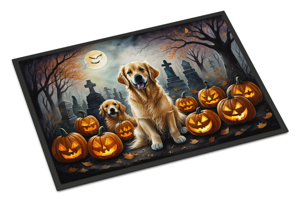 Caroline's Treasures DAC2041MAT Golden Retriever Spooky Halloween Doormat 18x27 Front Door Mat Indoor Outdoor Rugs for Entryway, Non Slip Washable Low Pile, 18H X 27W